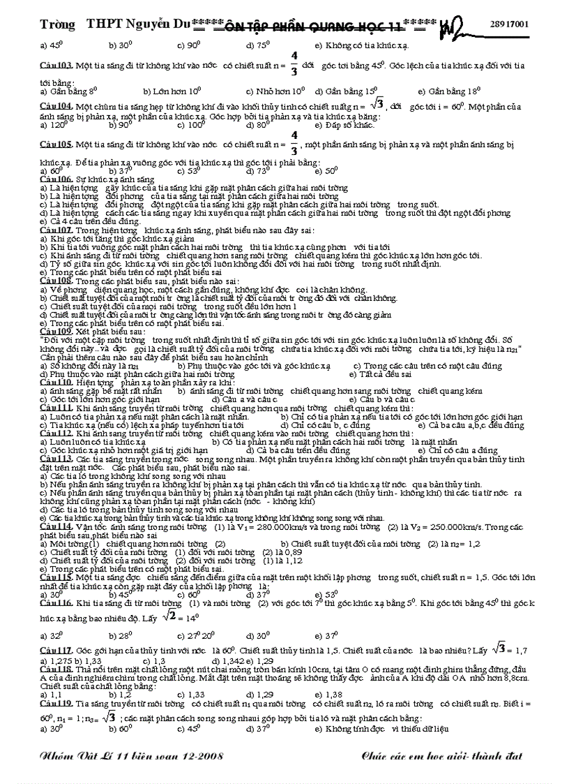 image for page Trac Nghiem Quang Hinh Hoc 11