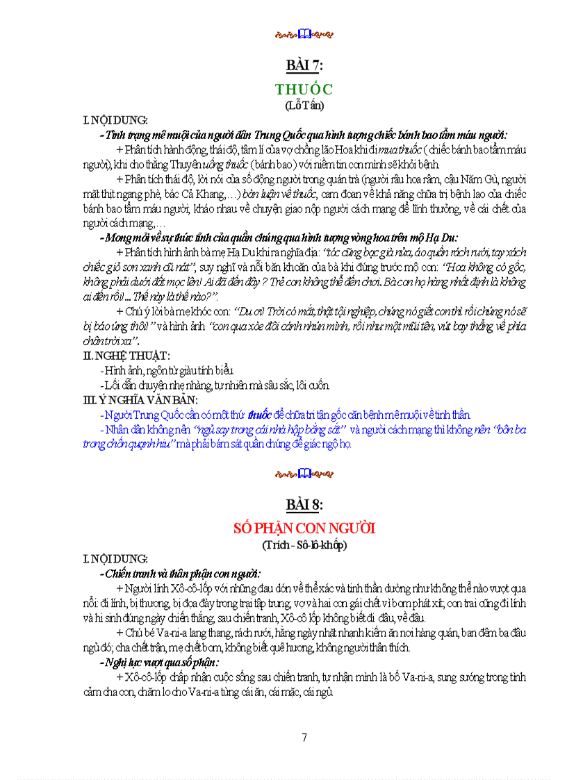 image for page 9 bài đọc văn HK II ôn thi TN