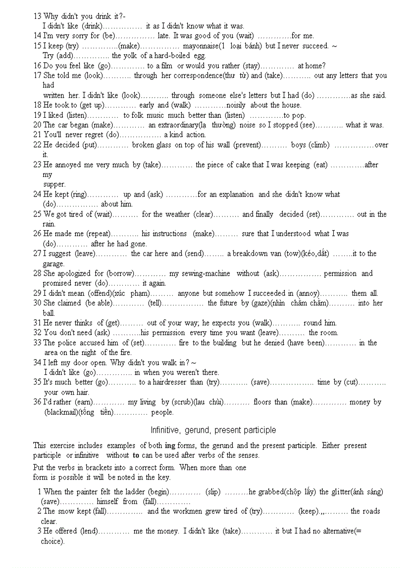 image for page Bai tap ve danh dong tu