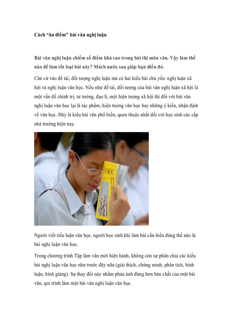 image for page Bí quyết ăn điểm bài văn nghị luận
