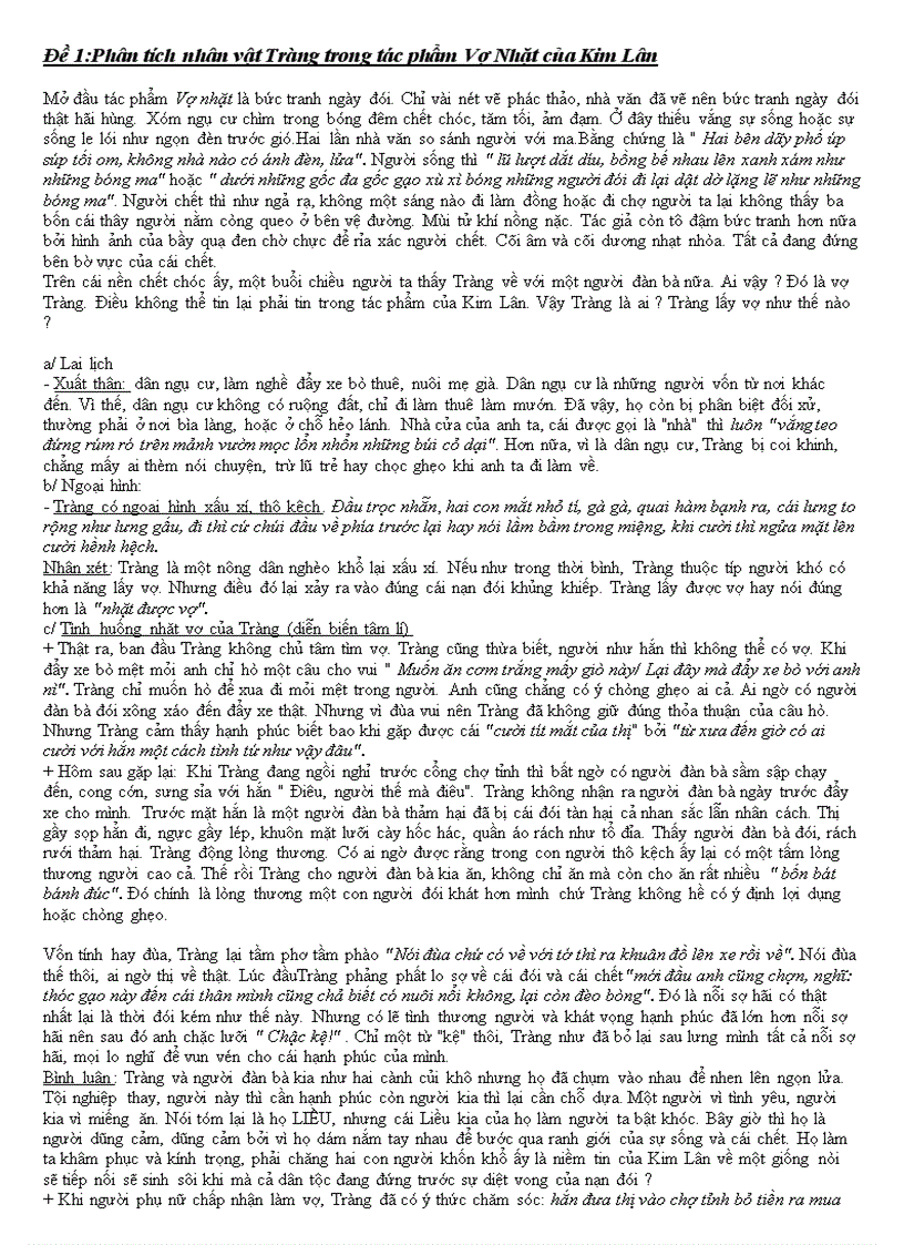 image for page Các đề văn cho tp Vợ nhặt Kim Lân