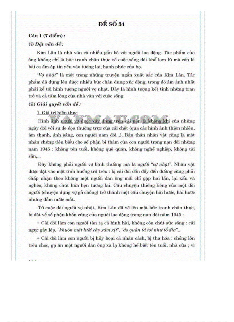 image for page Các đề văn cho tp Vợ nhặt Kim Lân