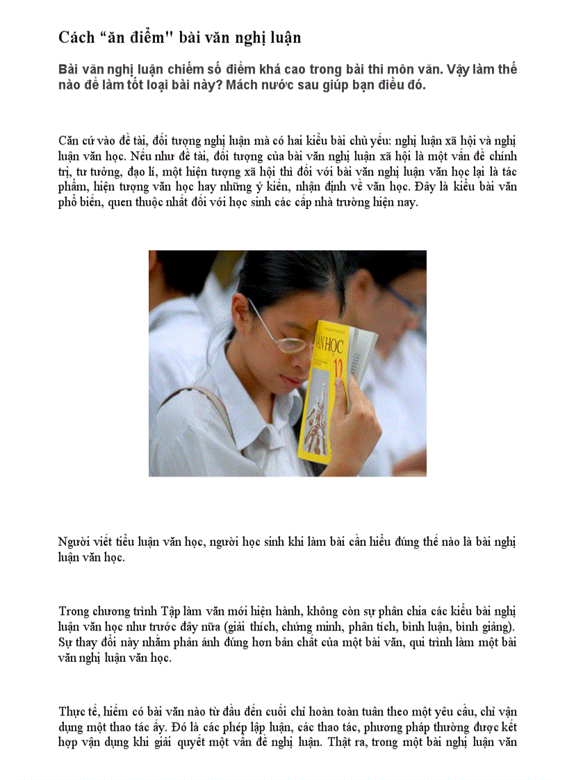 image for page Cách ăn điểm bài văn nghị luận