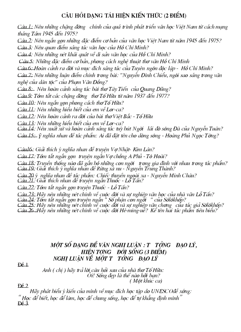 image for page Câu hỏi ôn tập ngữ văn 12