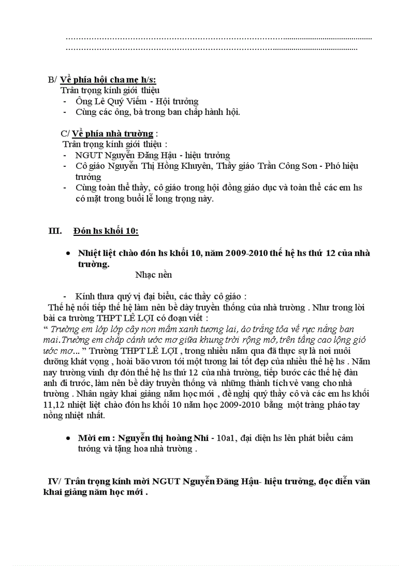 image for page Chương trình lễ khai giảng năm học mới