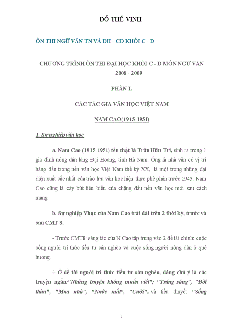 image for page Chương trình ôn thi văn ĐH khối C và D