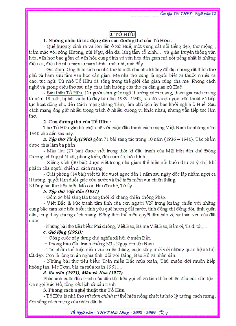 image for page Đề cương ôn tập Ngữ văn 12 mới chuẩn bị cho kỳ thi tốt nghiệp năm 2009