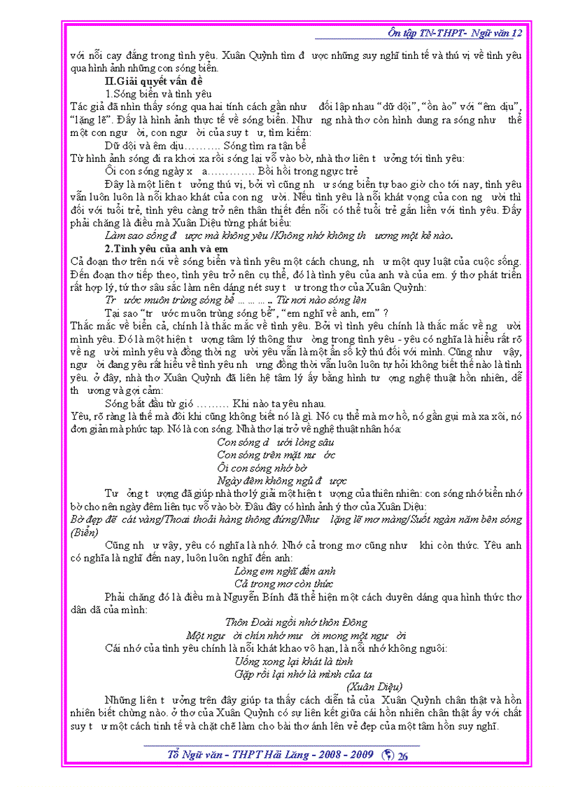 image for page Đề cương ôn tập Ngữ văn 12 mới chuẩn bị cho kỳ thi tốt nghiệp năm 2009