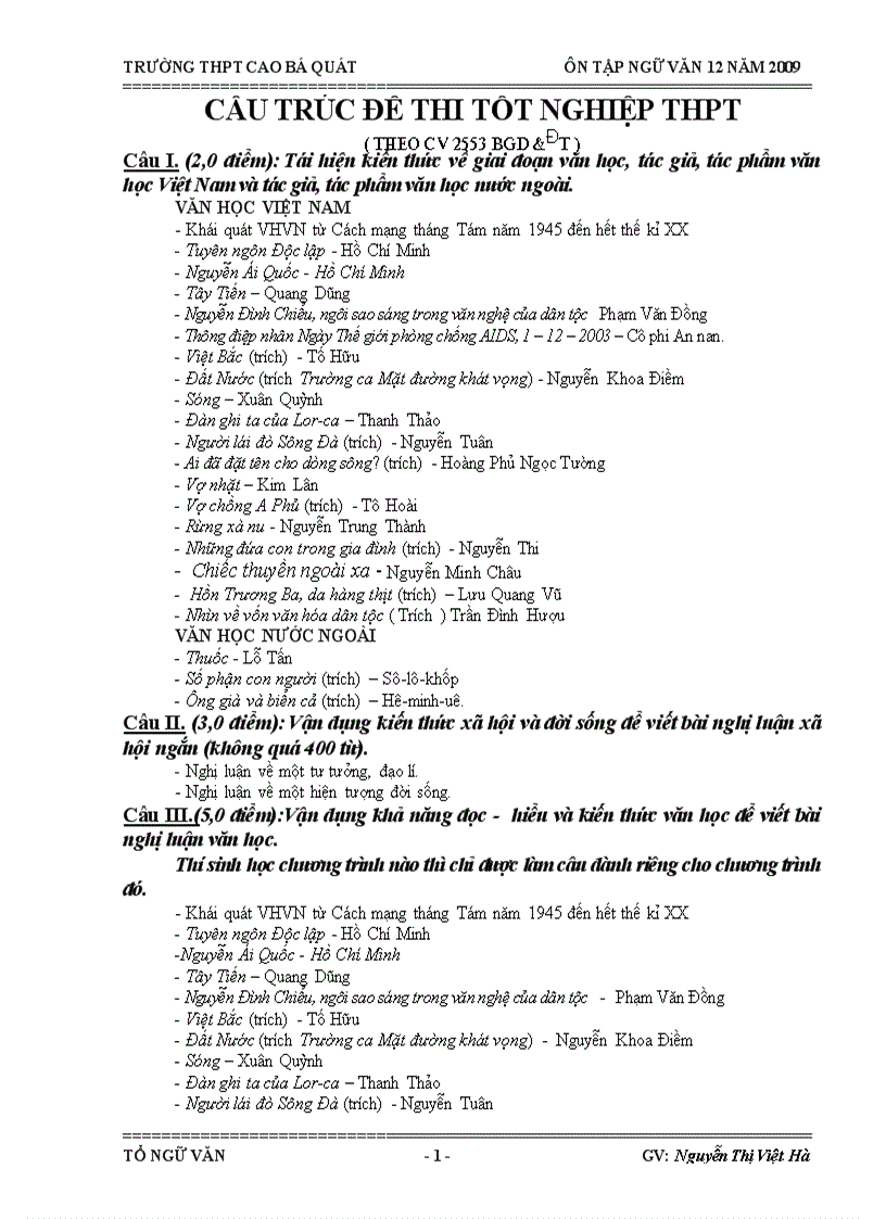 image for page Đề cương ôn tập tốt nghiệp Ngữ văn 12 bam cơ bản