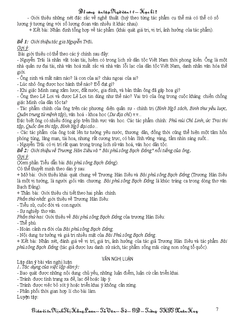 image for page Đề cương ôn văn 10 HK II