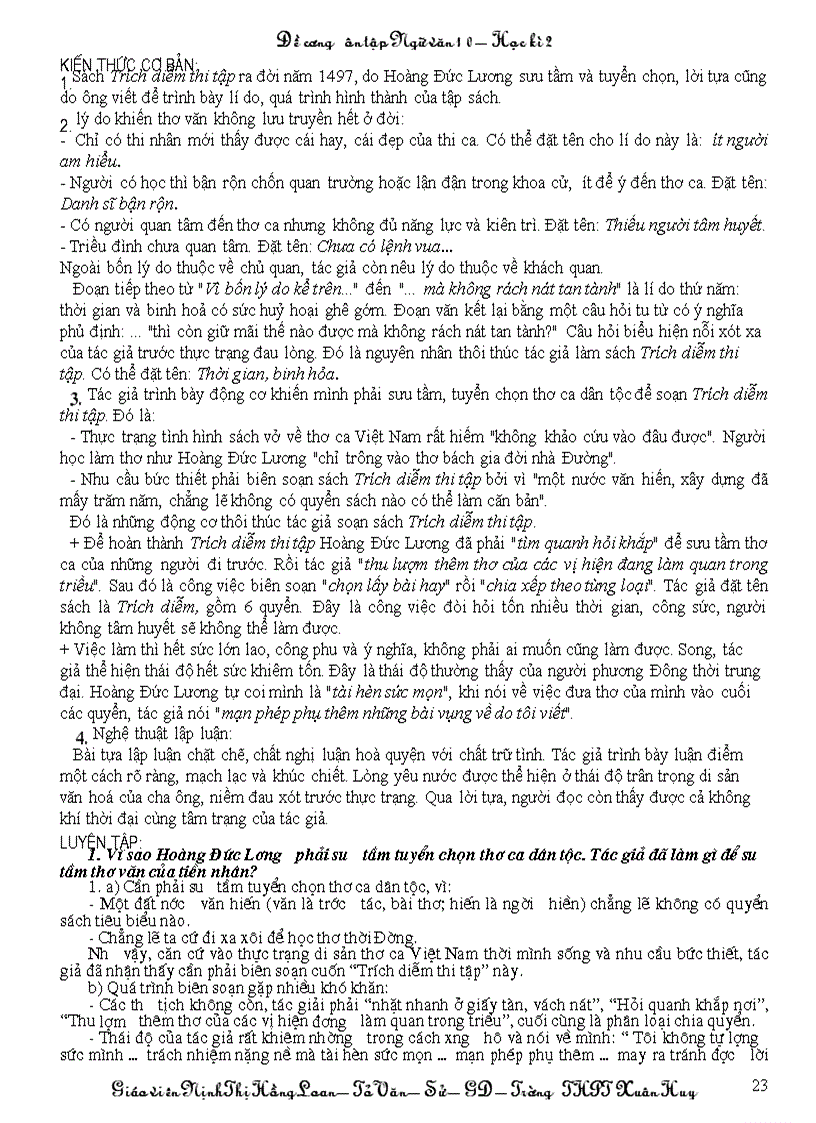 image for page Đề cương ôn văn 10 HK II