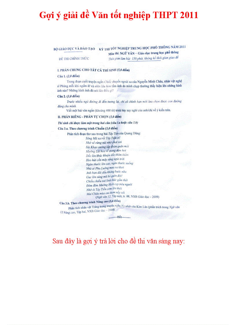 image for page Đề thi đáp án tn môn văn 2010 2011