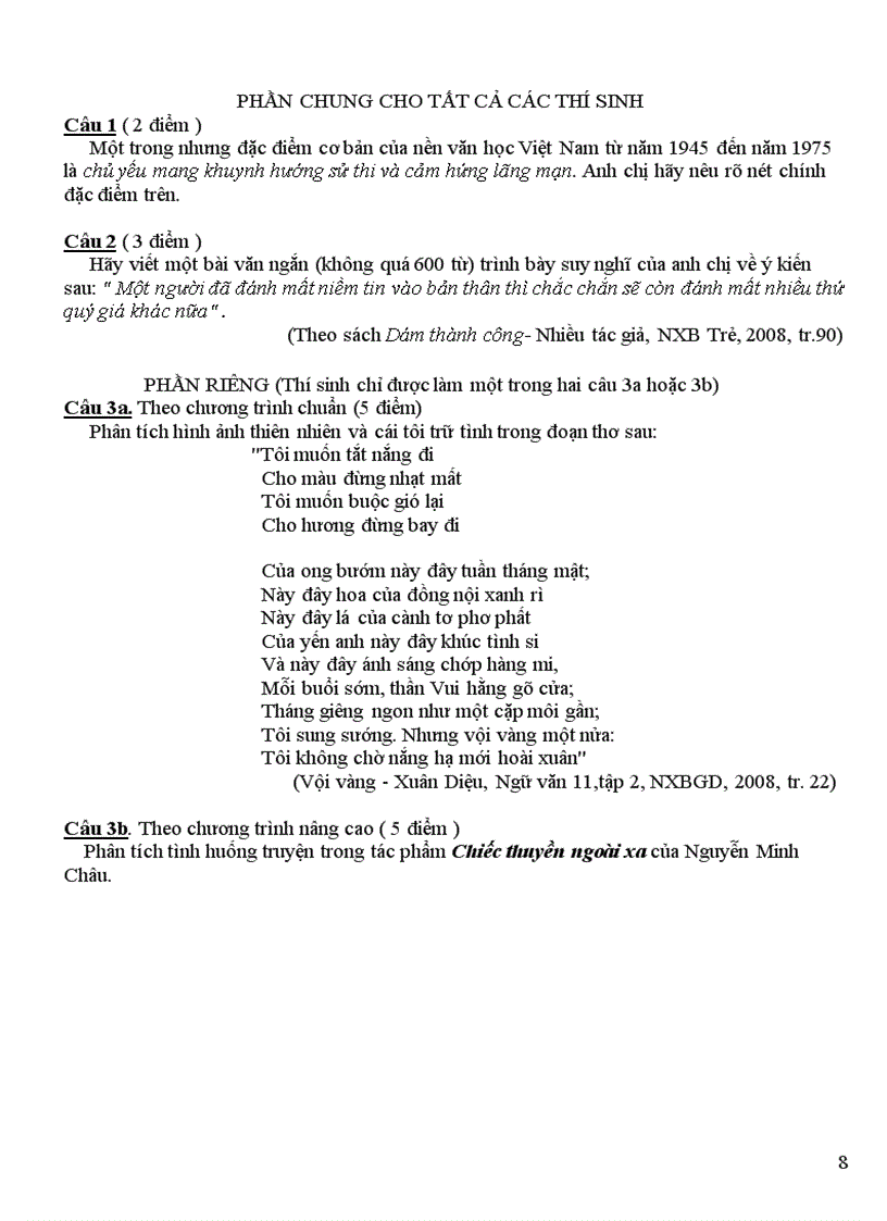 image for page Đề thi ĐH môn văn từ 2003 đến nay