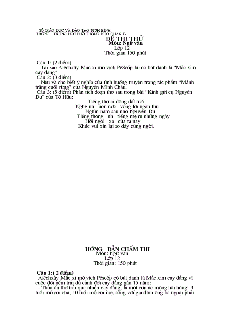 image for page Đề thi thử tốt nghiệp lớp 12