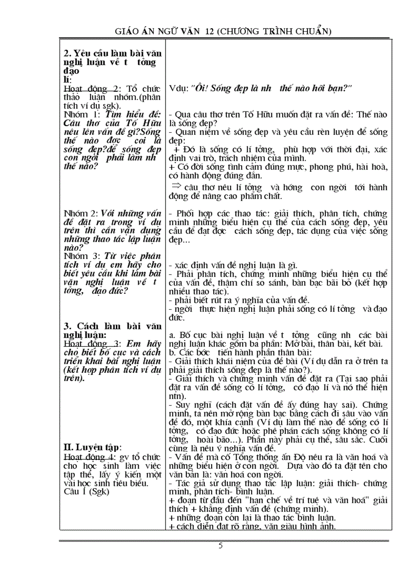 image for page Giáo án Ngữ văn 12 Chương trình chuẩn