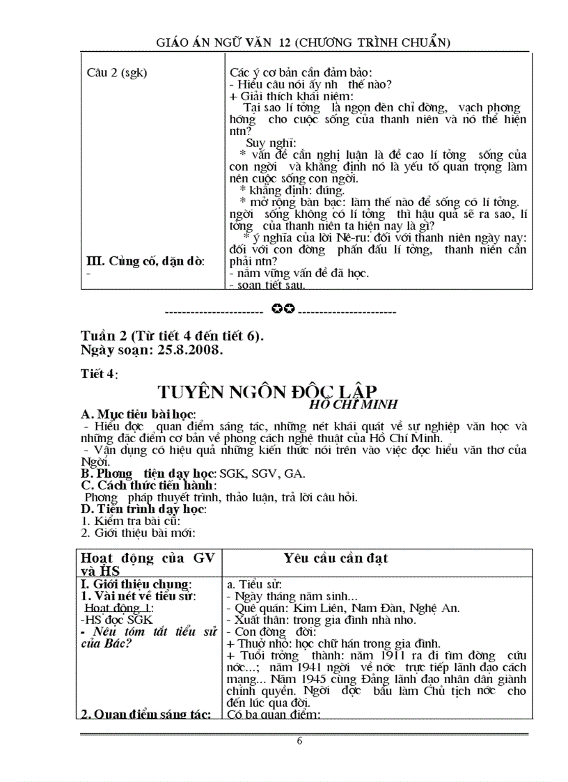 image for page Giáo án Ngữ văn 12 Chương trình chuẩn