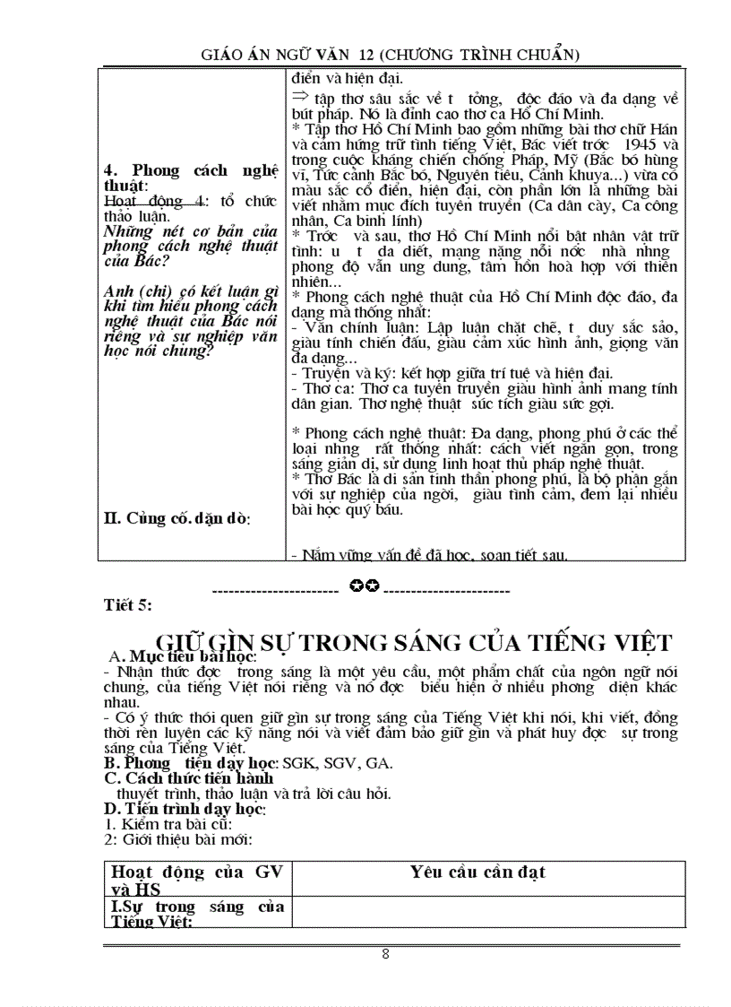 image for page Giáo án Ngữ văn 12 Chương trình chuẩn