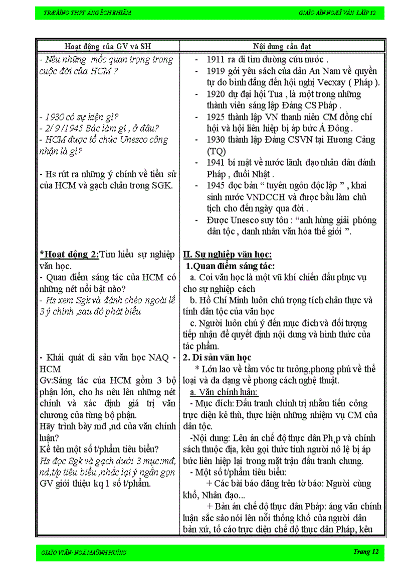 image for page Giáo án Ngữ văn 12 chương trình cơ bản