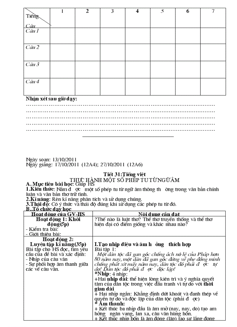 image for page Giáo án Ngữ văn 12 kì 1