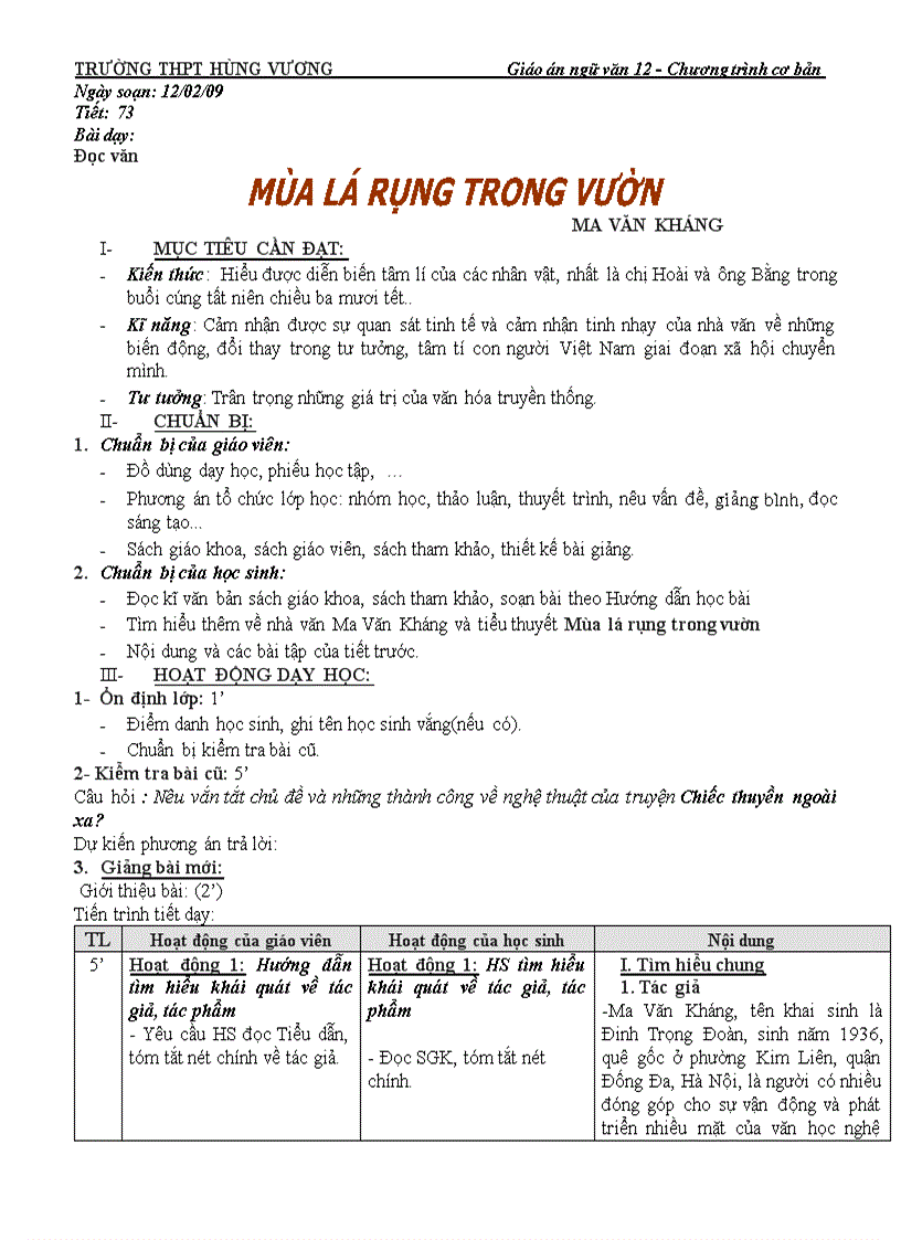 image for page Giáo án ngữ văn 12 cơ bản tuần 25