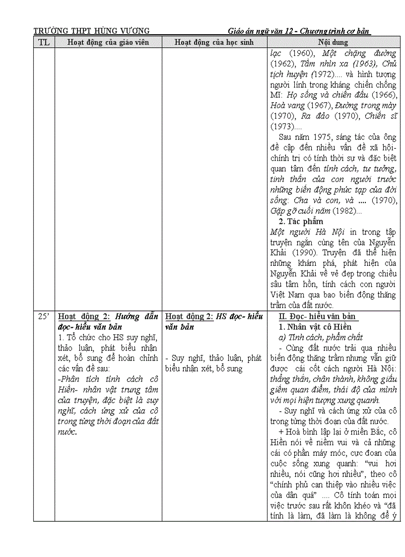 image for page Giáo án ngữ văn 12 cơ bản tuần 25
