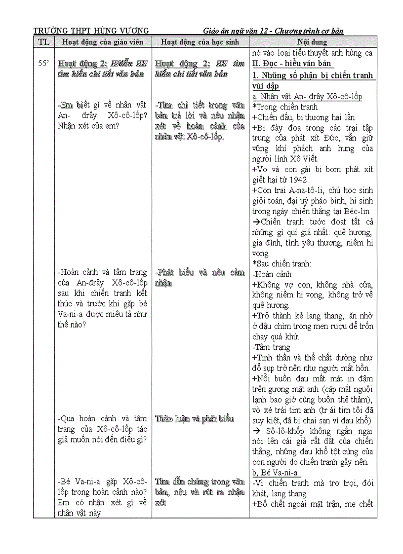 image for page Giáo án ngữ văn 12 cơ bản tuần 27