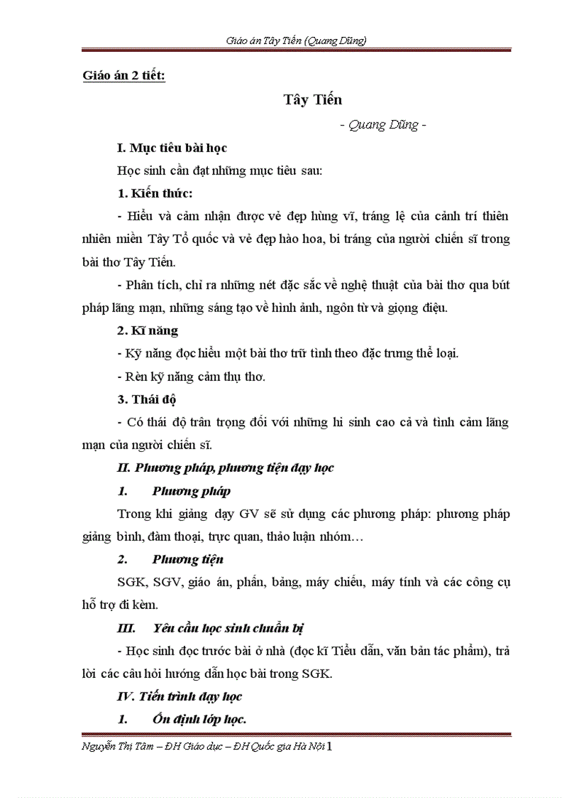 image for page Giáo án Tây Tiến Quang Dũng
