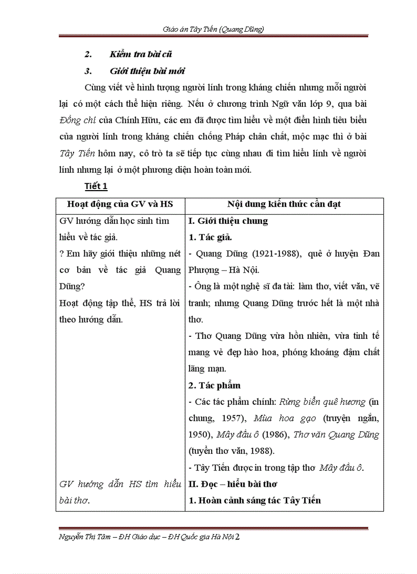 image for page Giáo án Tây Tiến Quang Dũng