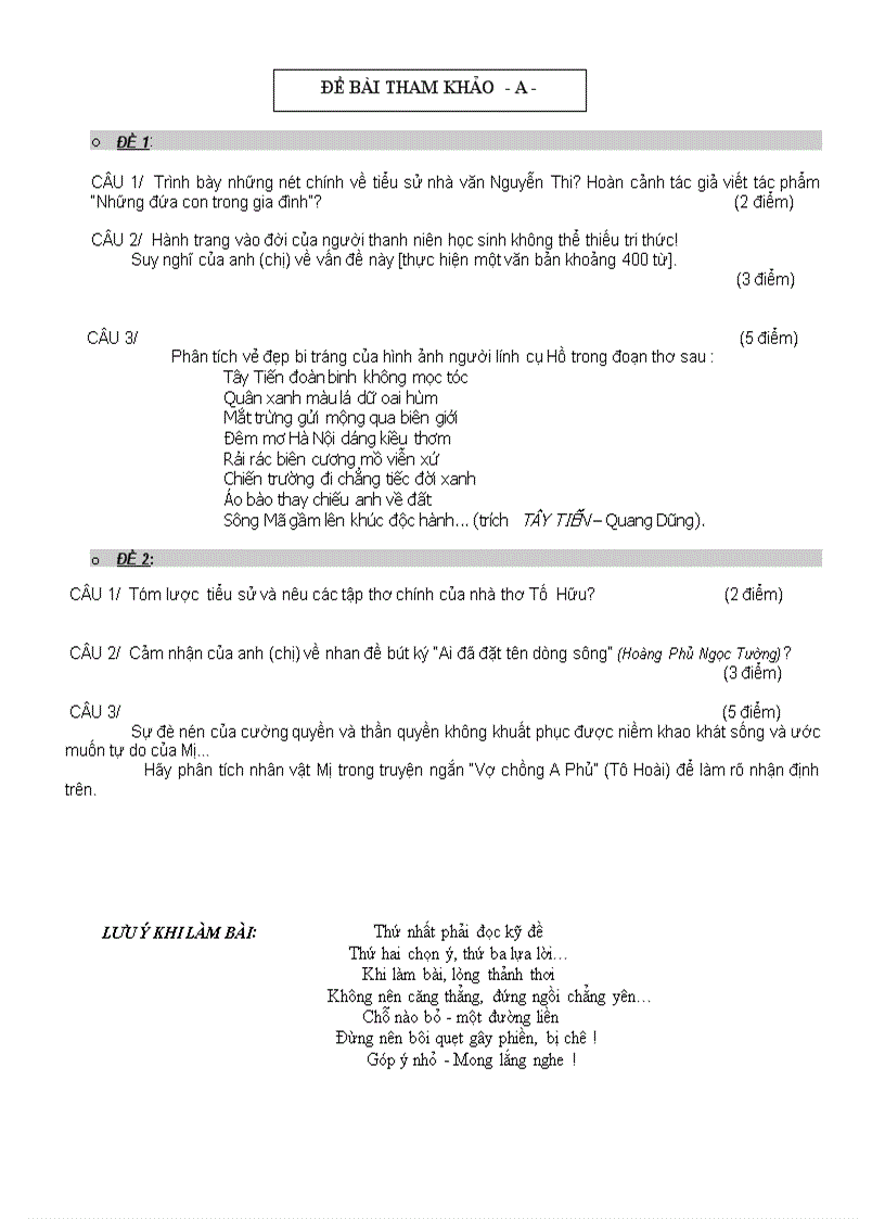 image for page Gợi ý đề bài ôn thi ngữ văn 12 cơ bản