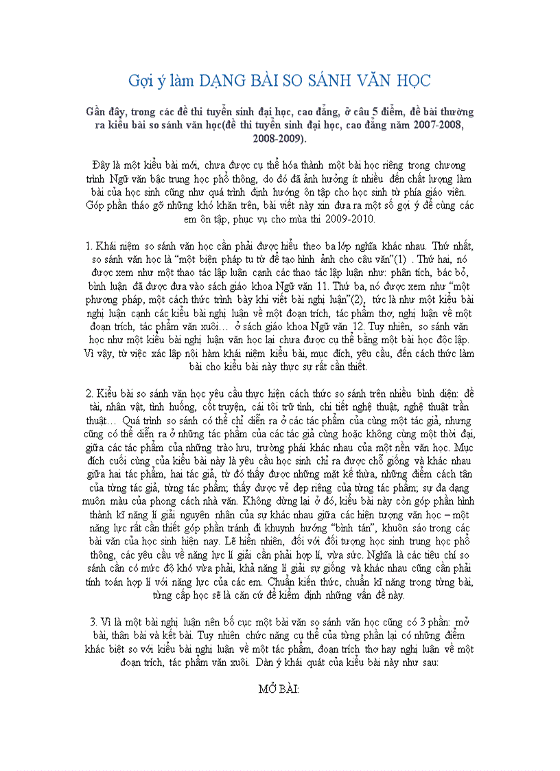 image for page Gợi ý làm dạng bài so sánh văn học