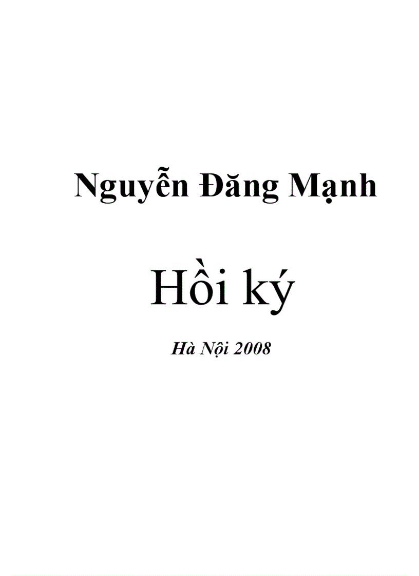 Hồi kí Nguyễn Đăng Mạnh