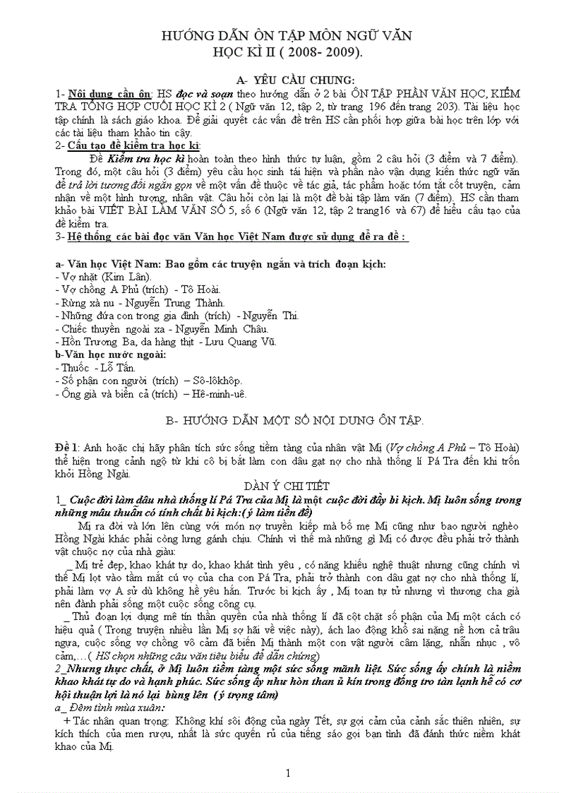 image for page Hướng dẫn ôn tập HK 2