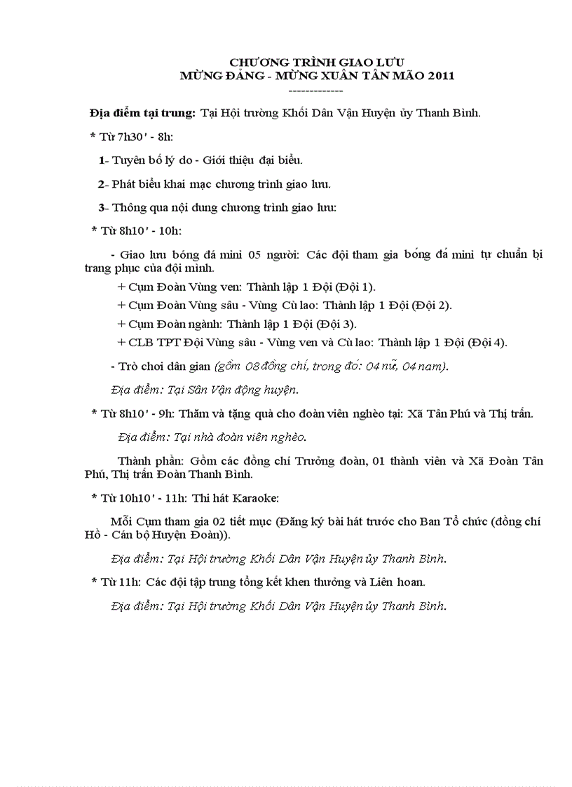 image for page Kế hoạch mừng đảng mừng xuân 2011