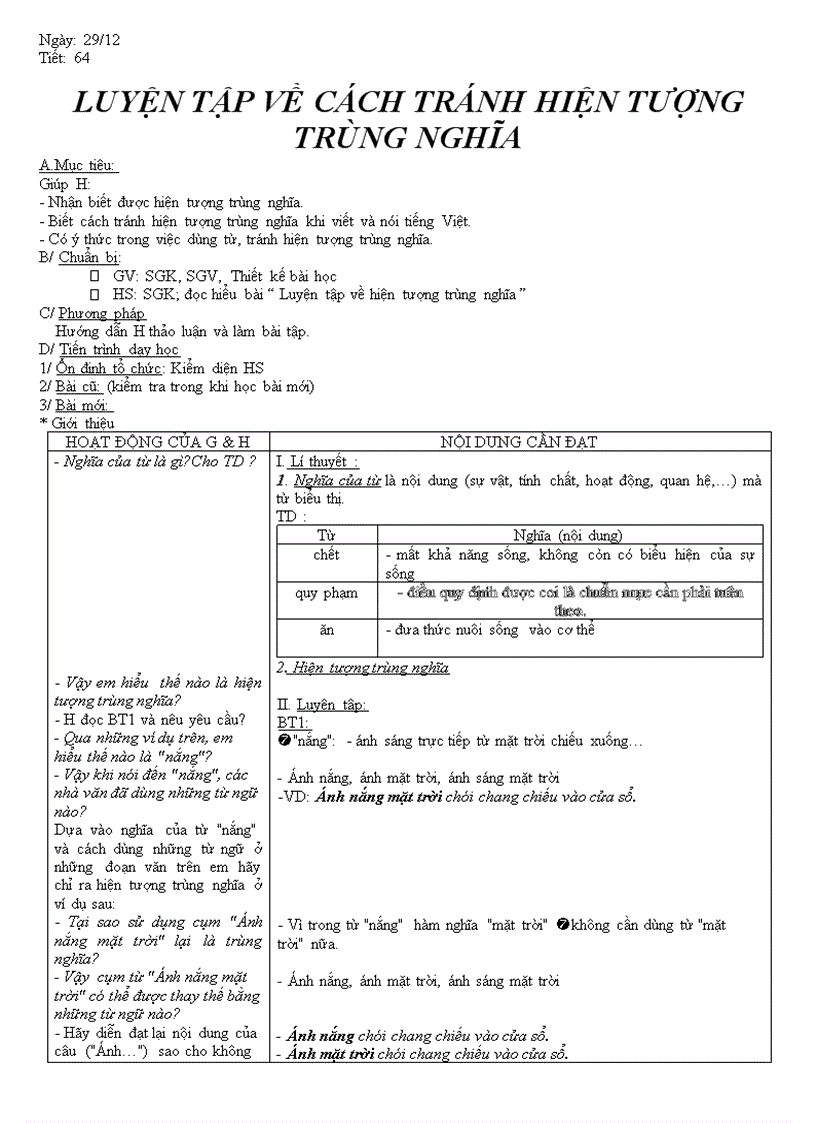 image for page Luyện tập về cách tránh hiện tượng trùng nghĩa