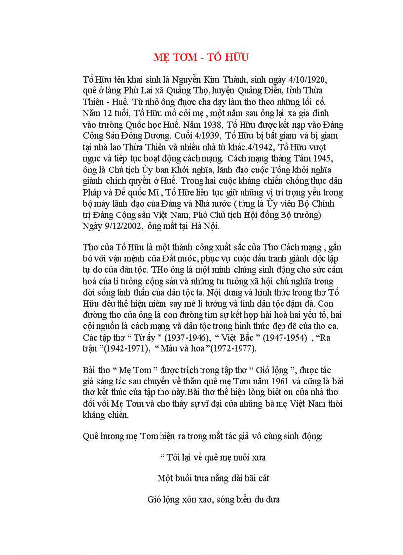 image for page Mẹ tơm tố hữu