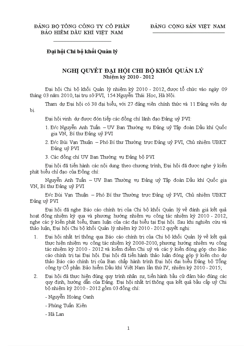 image for page Nghị quyết đại hội chi bộ đảng