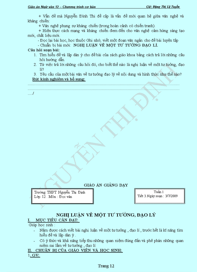 image for page Ngữ văn 12 cơ bản học kì 1 vừa soạn để tt kiểm tra