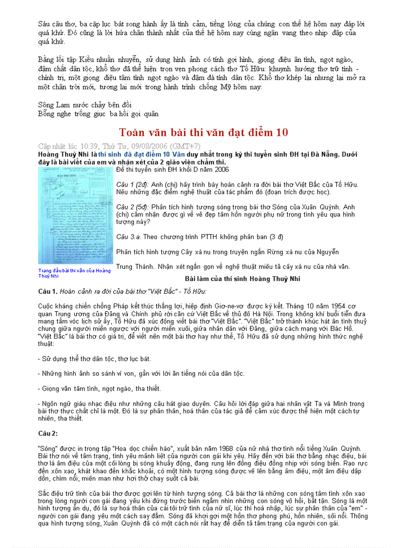 image for page Những bài văn hay đạt điểm 10