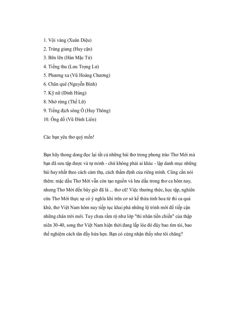 image for page Nhung bai tho hay nhat trong phong trao tho moi