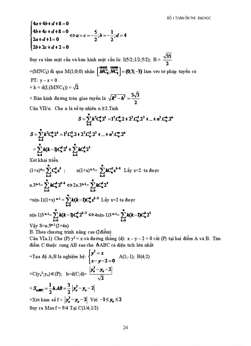 image for page Ôn thi ĐH Toán 12 2011 đáp án