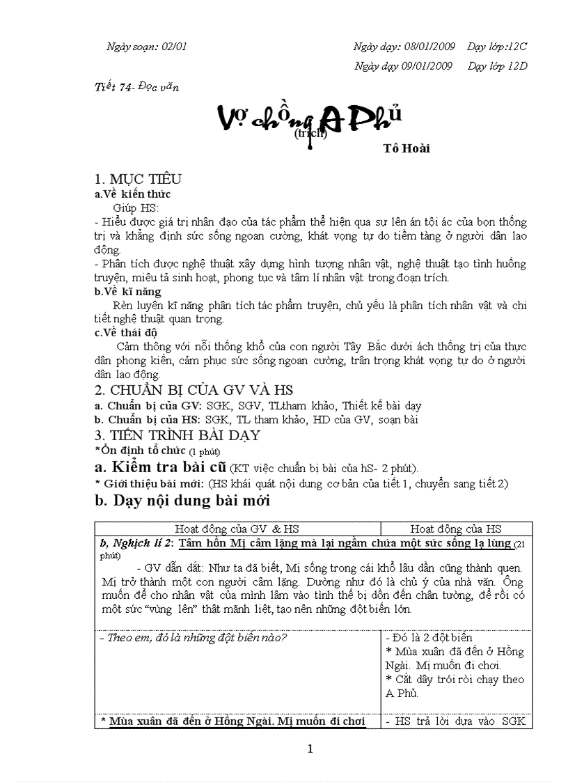 image for page Tiết 74 Vợ chồng A Phủ mẫu mới trao đổi thốngnhất