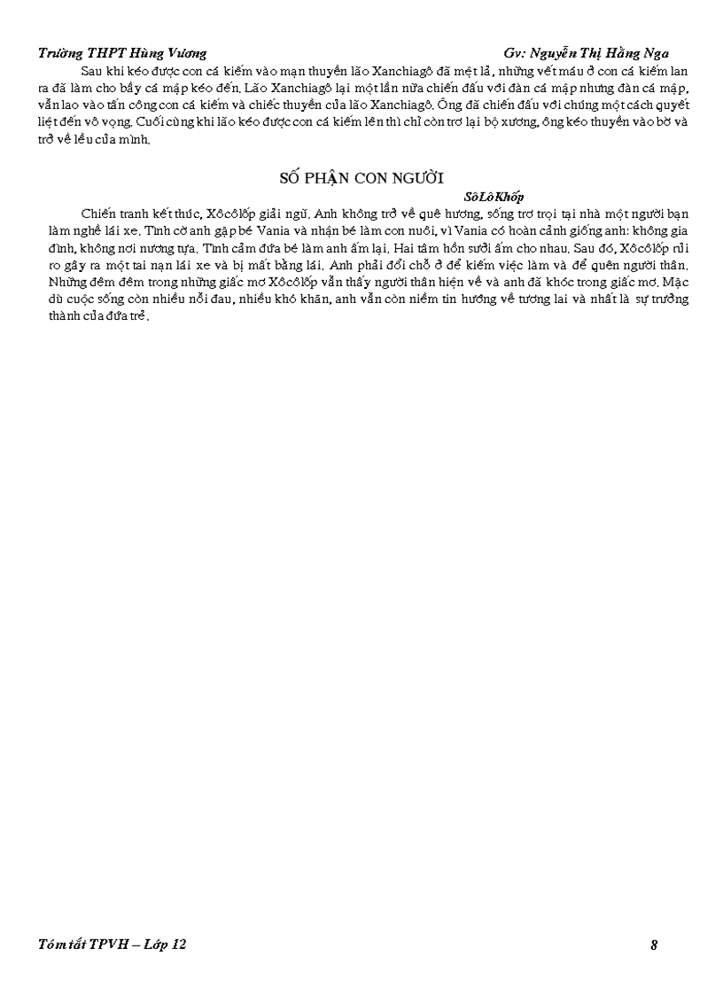image for page Tóm tắt các tác phẩm văn xuôi lớp 12