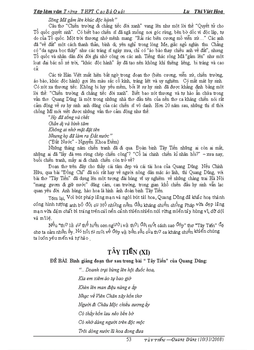 image for page Tổng hợp Tây Tiến và Quang Dũng