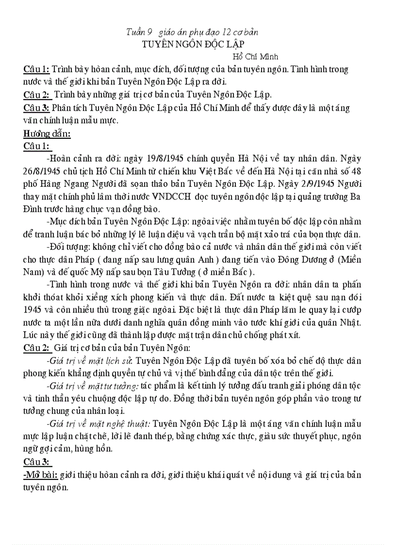 image for page Tuyên ngôn độc lập dùng để phụ đạo 12