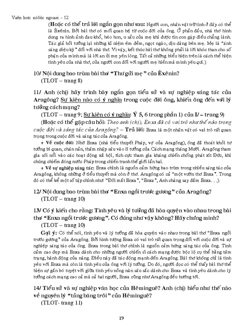 image for page Văn học nước ngoài 12 Những câu hỏi thường gặp