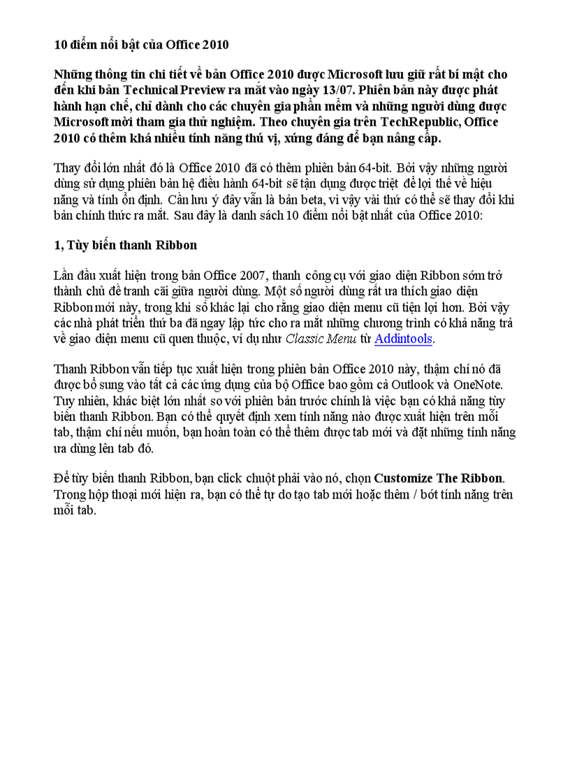 image for page 10 điểm nổi bật của bộ office 2010