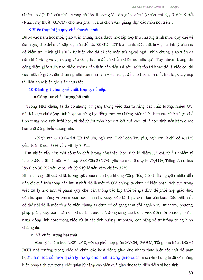 image for page Báo cáo sơ kết hk1 năm học 2009 2010