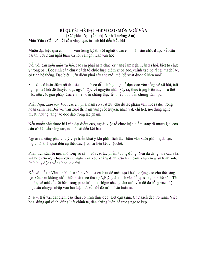 image for page Bí quyết làm bài thi ngữ văn