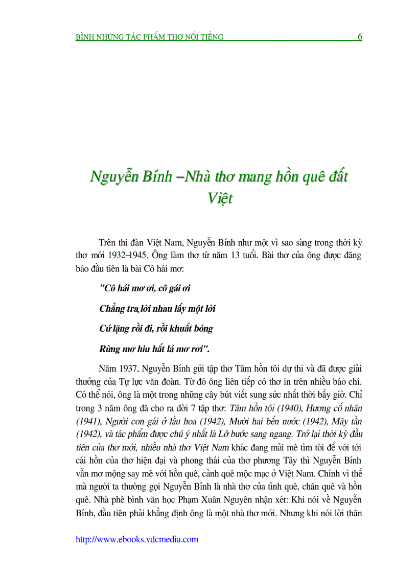 Bình những tác phẩm thơ nổi tiếng