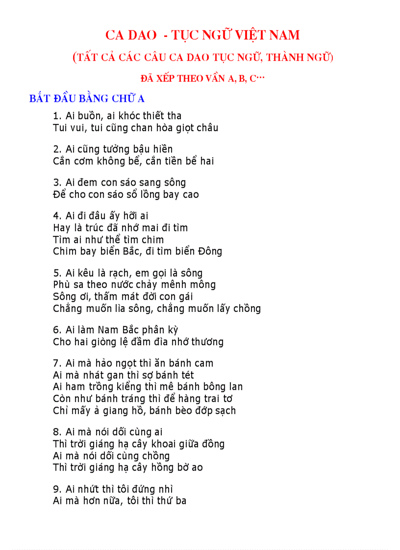 Ca Dao Tục Ngữ Thanh Ngữ Việt Nam